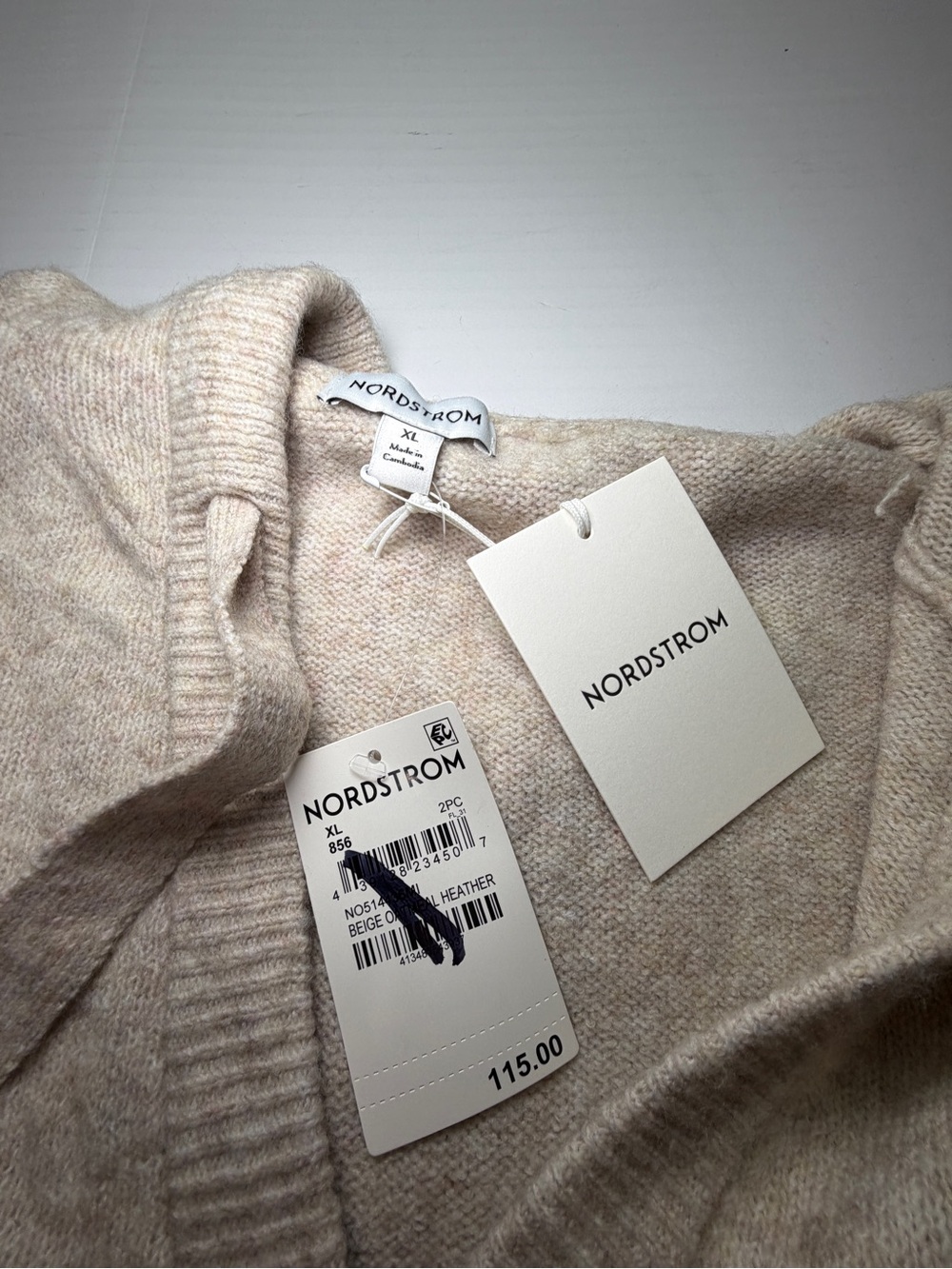 NWT Nordstrom Lounge Set XL Beige Heather 2 Piece Hoodie Pants - Picture 3 of 14